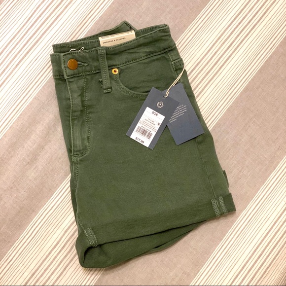 High-rise olive jean shorts - Picture 3 of 5